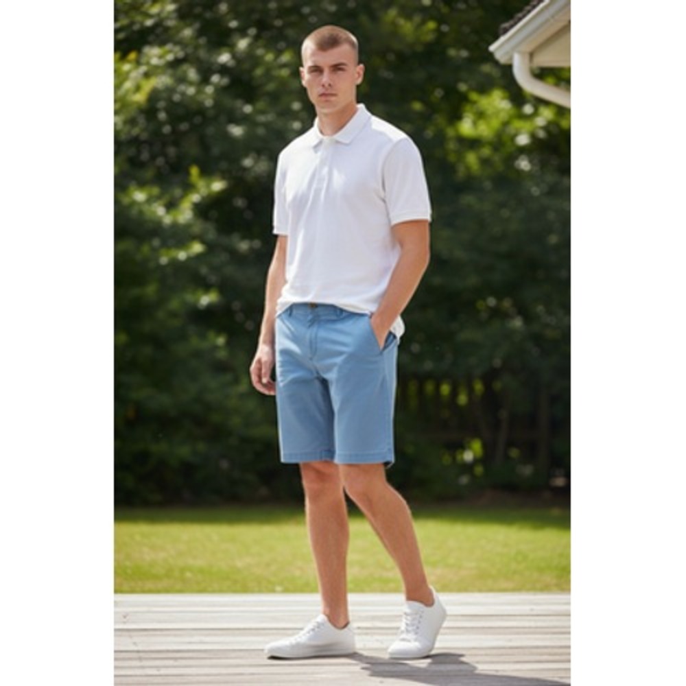 Tommy Bahama Shorts Mens 36 Blue Chino Stretch Cotton Tencel Flat Front Casual